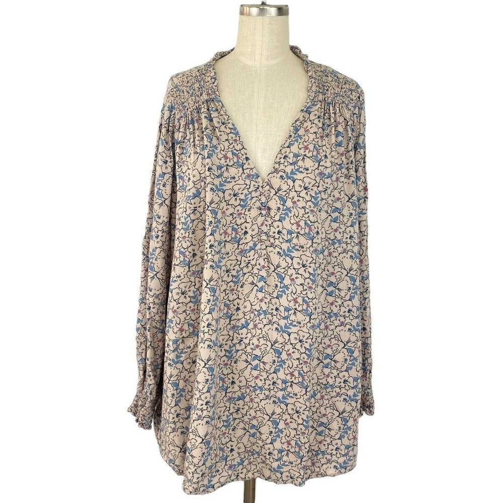 Molly & Isadora Womens Plus Size 2XL Blouse Floral Prairie‎ Cottagecore Boho